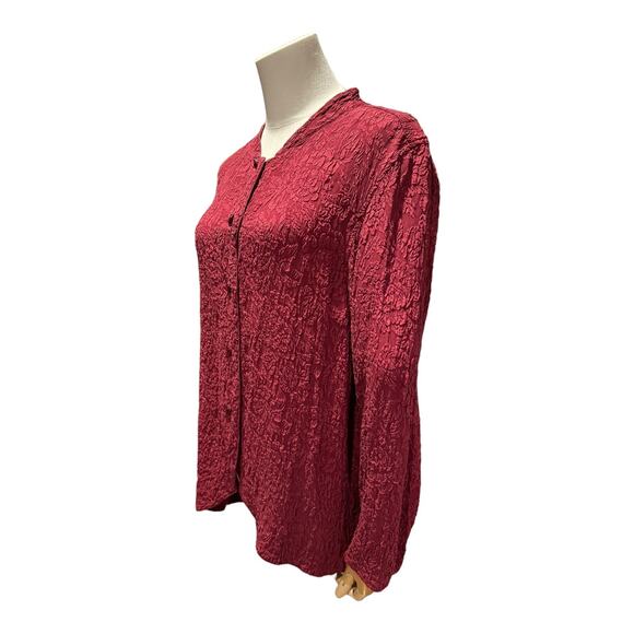 Vintage URU textured blouse with Mandarin band collar size medium - Picture 14 of 16